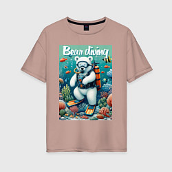 Женская футболка оверсайз Polar bear diving - ai art