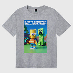 Футболка оверсайз женская Bart and Creeper - collaboration ai art, цвет: меланж