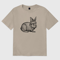 Футболка оверсайз женская Заяц новогодний, цвет: миндальный