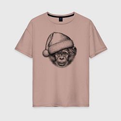 Женская футболка оверсайз Новогодний шимпанзенок