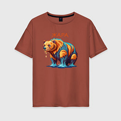 Женская футболка оверсайз Летом медведю жарко