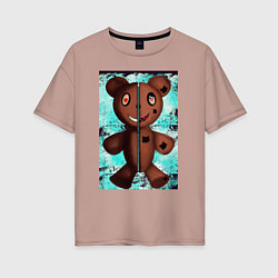 Женская футболка оверсайз Криповый медведь