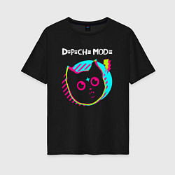 Женская футболка оверсайз Depeche Mode rock star cat