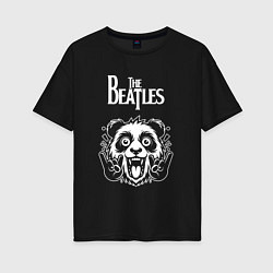 Футболка оверсайз женская The Beatles rock panda, цвет: черный