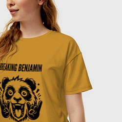Футболка оверсайз женская Breaking Benjamin - rock panda, цвет: горчичный — фото 2