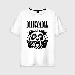 Футболка оверсайз женская Nirvana - rock panda, цвет: белый
