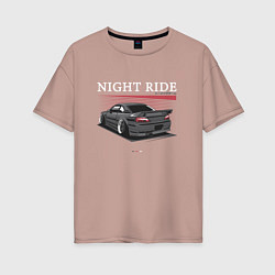 Женская футболка оверсайз Nissan skyline night ride