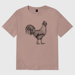 Футболка оверсайз женская Новогодний петух, цвет: пыльно-розовый