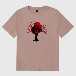 Футболка оверсайз женская Запутавшееся в ветвях сердце, цвет: пыльно-розовый