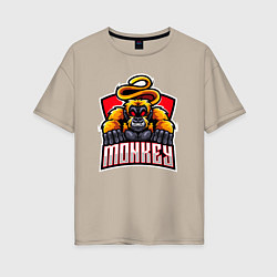 Футболка оверсайз женская Monkey team, цвет: миндальный