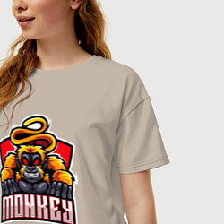 Футболка оверсайз женская Monkey team, цвет: миндальный — фото 2