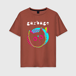 Женская футболка оверсайз Garbage rock star cat