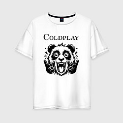 Футболка оверсайз женская Coldplay - rock panda, цвет: белый
