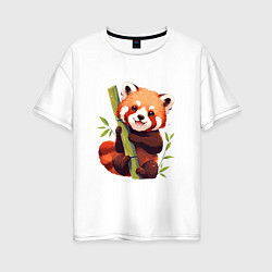 Футболка оверсайз женская The Red Panda, цвет: белый