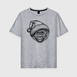 Женская футболка оверсайз Новогодний детеныш гориллы