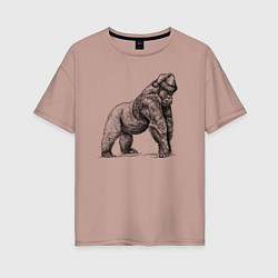 Женская футболка оверсайз Новогодняя обезьяна горилла