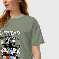 Футболка оверсайз женская Cuphead - devil, цвет: авокадо — фото 2