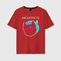 Футболка оверсайз женская Architects rock star cat, цвет: красный