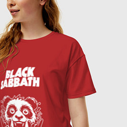 Футболка оверсайз женская Black Sabbath rock panda, цвет: красный — фото 2