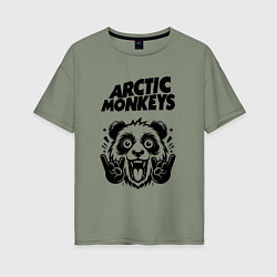 Футболка оверсайз женская Arctic Monkeys - rock panda, цвет: авокадо