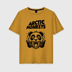 Футболка оверсайз женская Arctic Monkeys - rock panda, цвет: горчичный