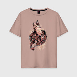 Женская футболка оверсайз Руки молящегося