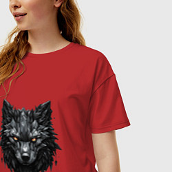 Футболка оверсайз женская Графитовый волк, цвет: красный — фото 2