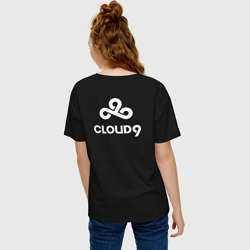 Женская футболка оверсайз Cloud9 - white logo / Черный – фото 4