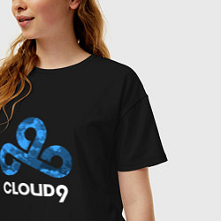 Футболка оверсайз женская Cloud9 - blue cloud logo, цвет: черный — фото 2