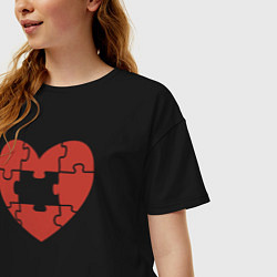 Футболка оверсайз женская Puzzle heart, цвет: черный — фото 2