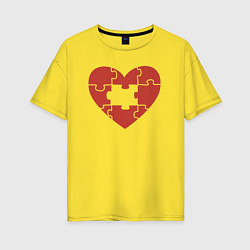 Футболка оверсайз женская Puzzle heart, цвет: желтый