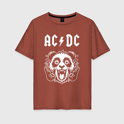 Женская футболка оверсайз AC DC rock panda