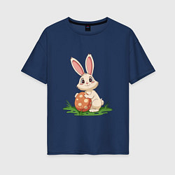Женская футболка оверсайз Пасхальный кролик и пасхальное яйцо