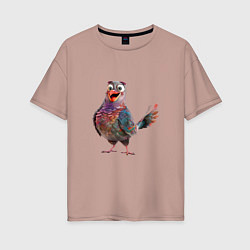 Женская футболка оверсайз Удивленный сизый голубь
