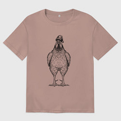 Футболка оверсайз женская Праздничный петух, цвет: пыльно-розовый