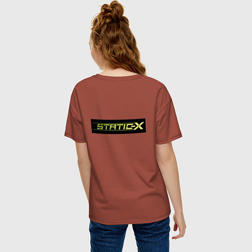 Женская футболка оверсайз Static-X - Shadow Zone / Кирпичный – фото 4
