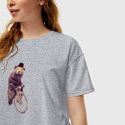 Футболка оверсайз женская Медведь на велосипеде, цвет: меланж — фото 2