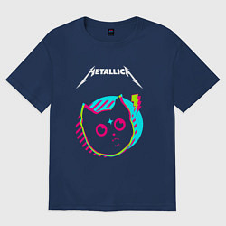 Футболка оверсайз женская Metallica rock star cat, цвет: тёмно-синий