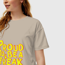 Футболка оверсайз женская Proud to be a freak, цвет: миндальный — фото 2