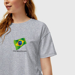 Футболка оверсайз женская Im Brazilian - motto, цвет: меланж — фото 2