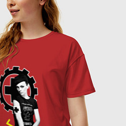 Футболка оверсайз женская Laibach - A girl with tshirt, цвет: красный — фото 2