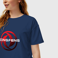 Футболка оверсайз женская Dongfeng - logo, цвет: тёмно-синий — фото 2