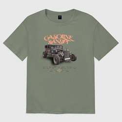 Футболка оверсайз женская Хот род и надпись живи быстро, цвет: авокадо