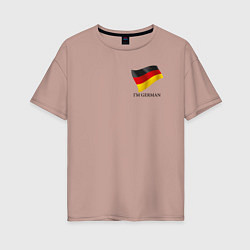 Футболка оверсайз женская Im German - motto, цвет: пыльно-розовый