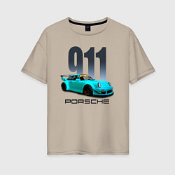 Женская футболка оверсайз Cпортивный автомобиль Porsche