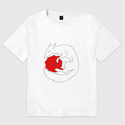 Футболка оверсайз женская Лиса и роза, цвет: белый