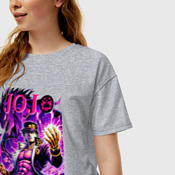 Футболка оверсайз женская Jotaro Kujo and his new stand ai art, цвет: меланж — фото 2