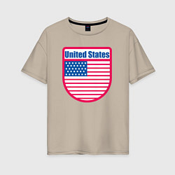 Футболка оверсайз женская United States, цвет: миндальный