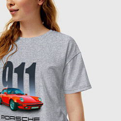 Футболка оверсайз женская Porsche 911 спортивный немецкий автомобиль, цвет: меланж — фото 2