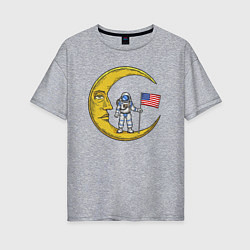 Женская футболка оверсайз USA on the moon